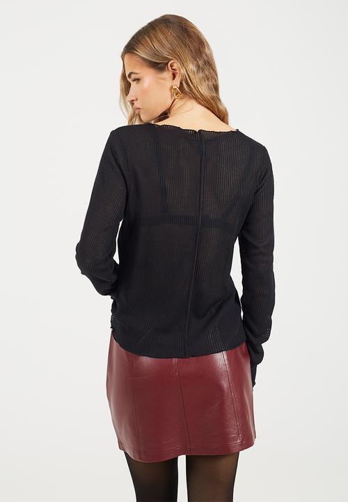 Brave Soul - Ladies Long Sleeve Textured Top - Black