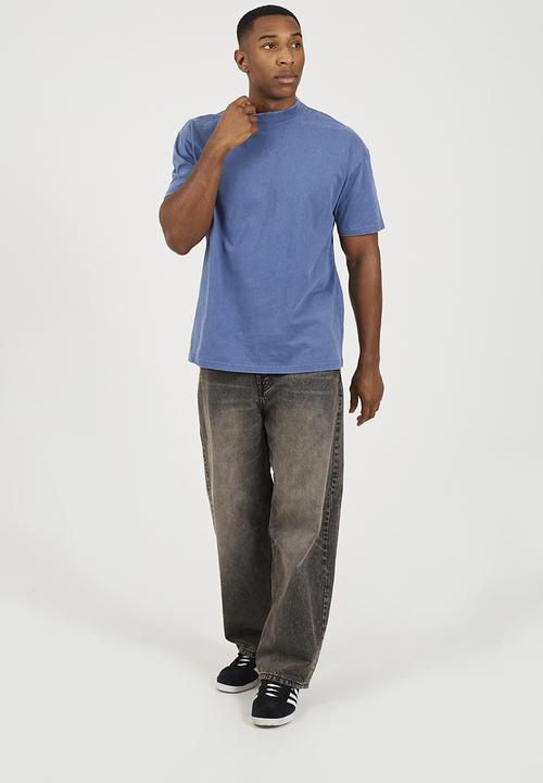 Brave Soul - Oversized Fit Tshirt With Acid Wash - Ink Blue Wash