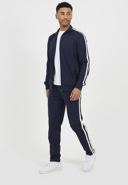 Brave Soul - Knitted Zip Funnel Track Top - Navy