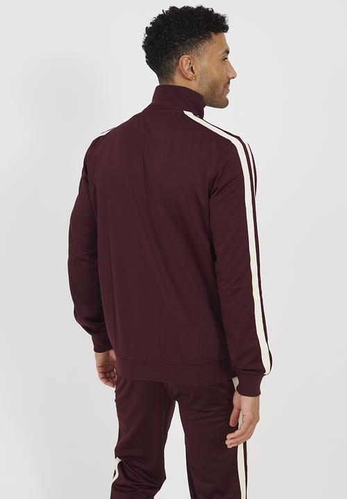 Brave Soul - Zip Funnel Neck Track Top- Burgundy