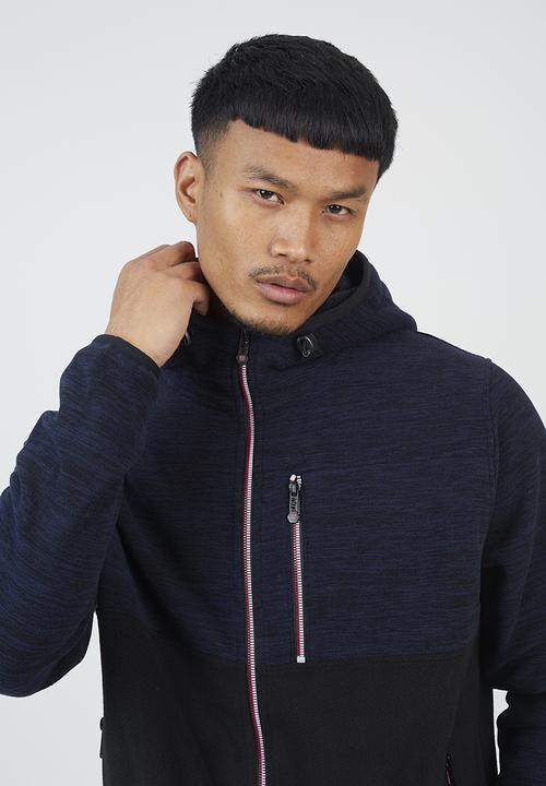 Brave Soul - A  Full Zip Through With Higer Neck - Navy & Black