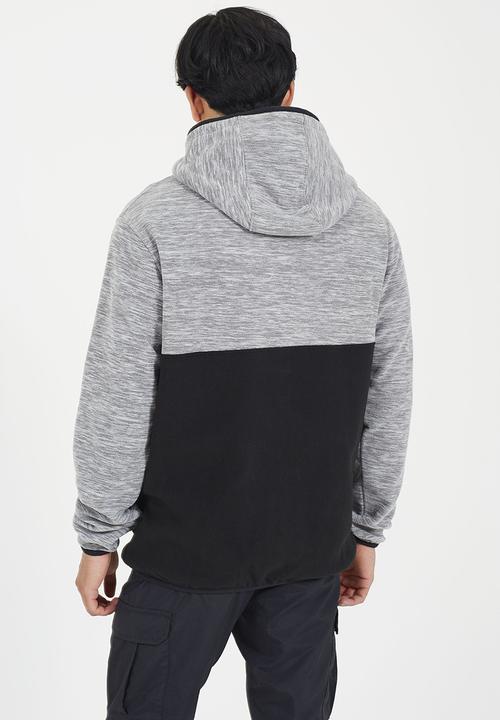 Brave Soul - A  Full Zip Through With Hood - Ecru & Black 
