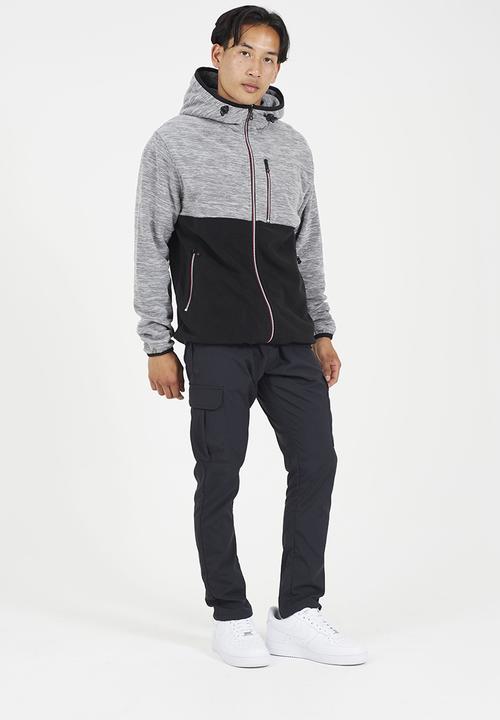 Brave Soul - A  Full Zip Through With Hood - Ecru & Black 
