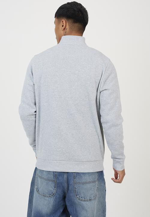 Brave Soul - Quarter Zip Funnel Neck Sweatshirt - Lt Grey Marl