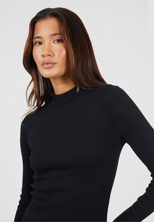 Brave Soul - Ladies Long Sleeve Turtle Neck Dress - Black