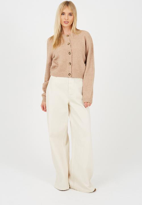 Brave Soul - Ladies Raglan Jersey Knit Cardi - Biscuit Melange
