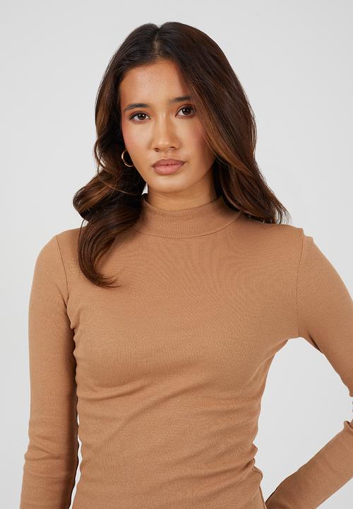 Brave Soul - Ladies Long Sleeve Turtle Neck Dress - New Camel