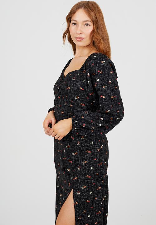 Brave Soul - Ladies Midi Dress With Long Sleeves - multi 