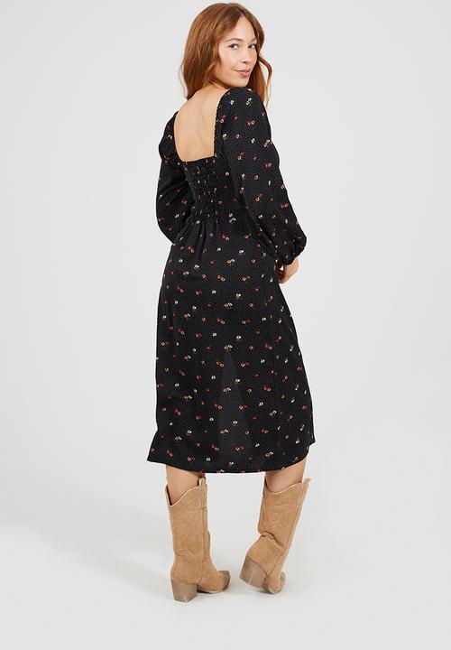 Brave Soul - Ladies Midi Dress With Long Sleeves - multi 