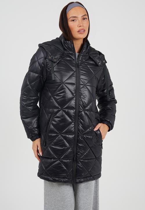 Brave Soul - Ladies Longer Length Jacket Diamond Quilted - Black
