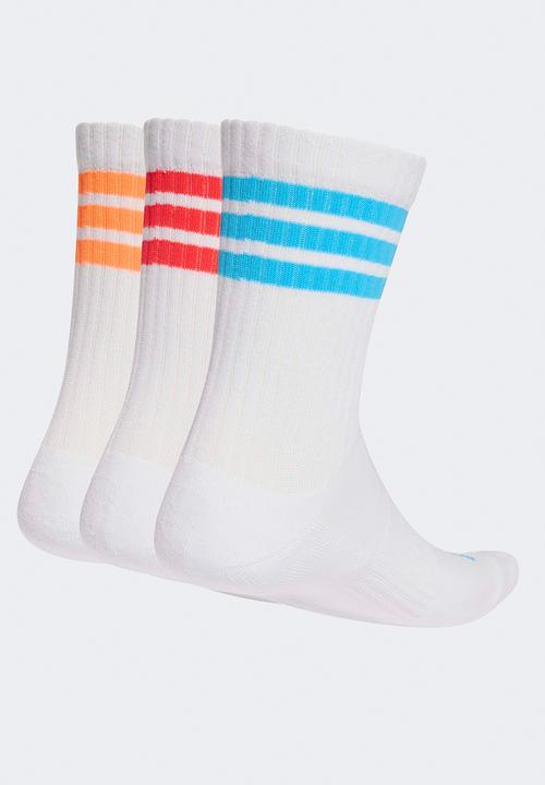 adidas Originals - 3-Stripes Crew Socks 3 Pk- - White/Lucid Orange/lucid red