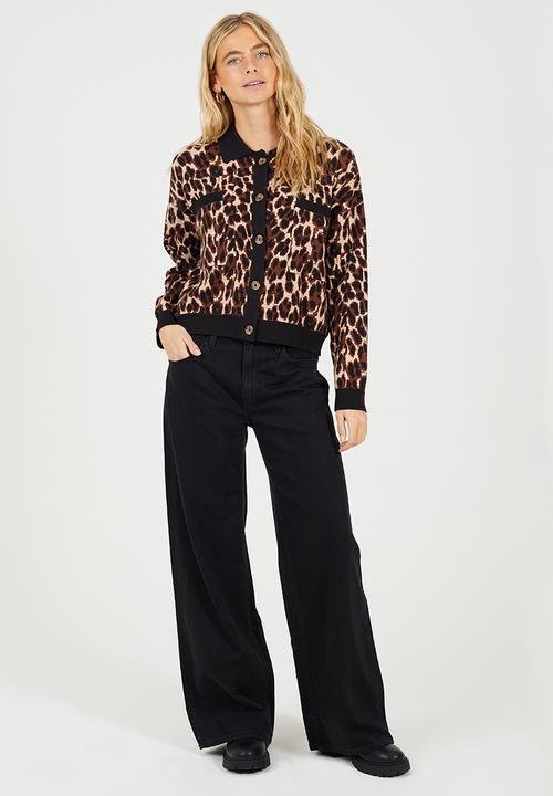 Brave Soul - Ladies All Over Animal Knit Button Through Jacket - Animal Print