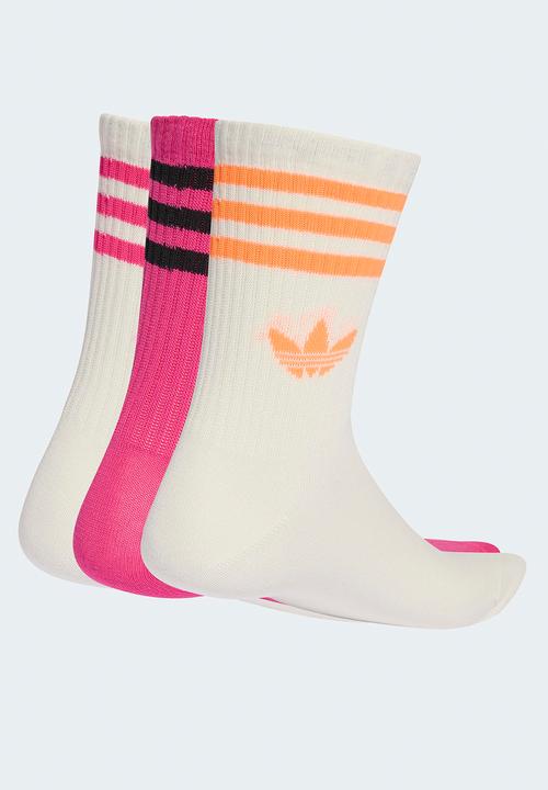 adidas Originals - 3-Stripes Crew Socks 3 Pk- Fff white/shock pink/off white