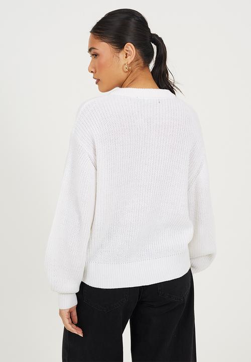 Brave Soul - Ladies Fisherman Knit Button Through Card - Cream
