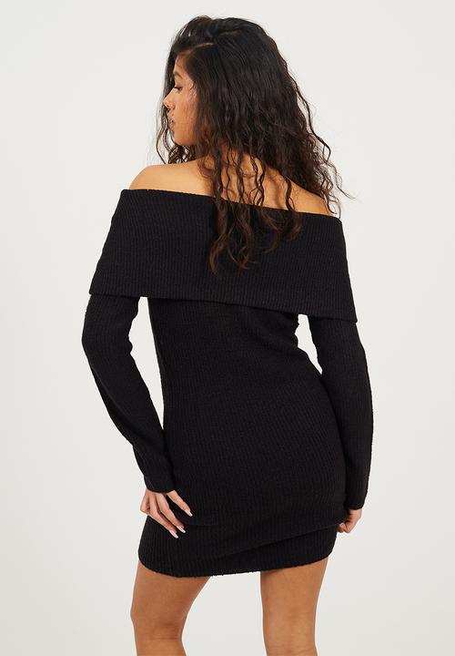 Brave Soul - Ladies Bardot Knit Dress - Black