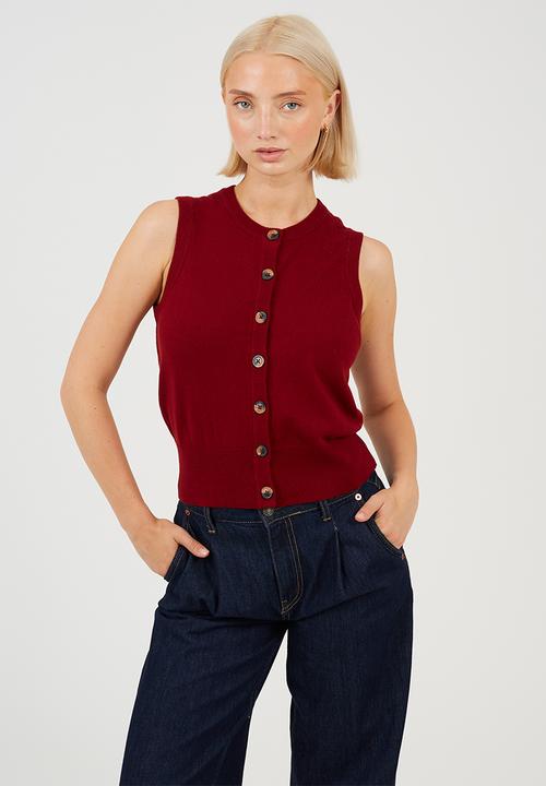 Brave Soul - Ladies Sleeveless Waist Coat - Wine