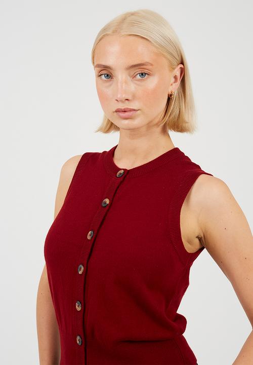 Brave Soul - Ladies Sleeveless Waist Coat - Wine