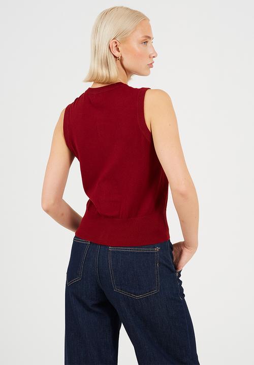 Brave Soul - Ladies Sleeveless Waist Coat - Wine