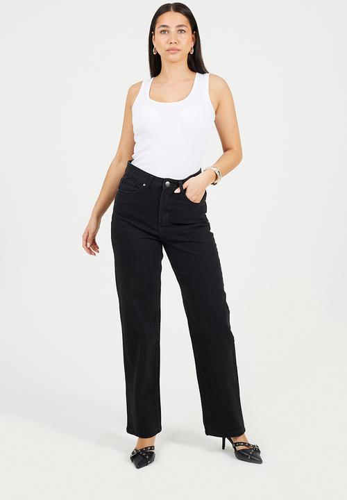 Brave Soul - Ladies Straight Leg Classic Jean - Washed Black