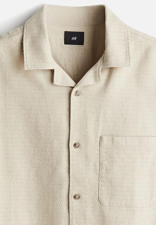 H&M - Regular fit textured resort shirt - light beige