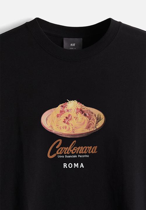 H&M - Loose fit printed t-shirt - black carbonara