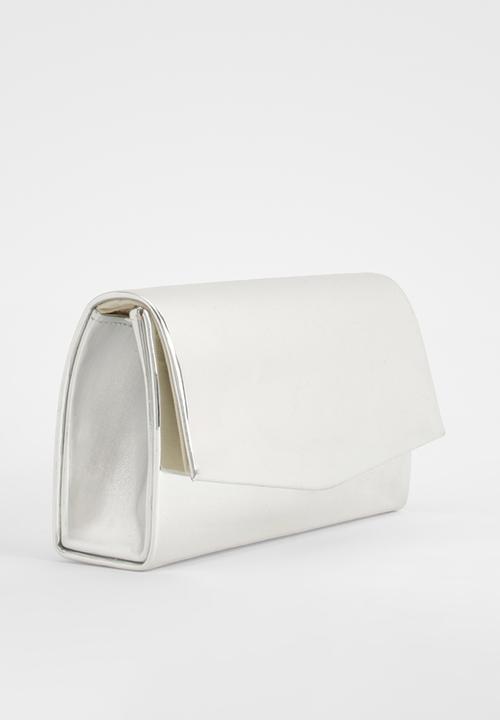 boohoo - Structured Mirrored Clutch Bag & Chain- Silver