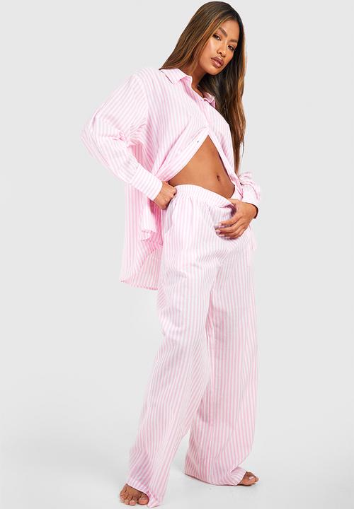 boohoo - Cotton pinstripe pyjama trouser - pink