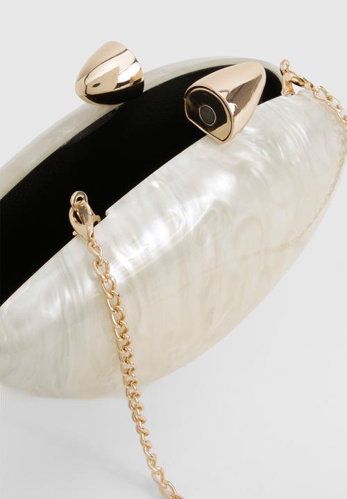 boohoo - Marbled Acrylic Clutch Bag - Cream