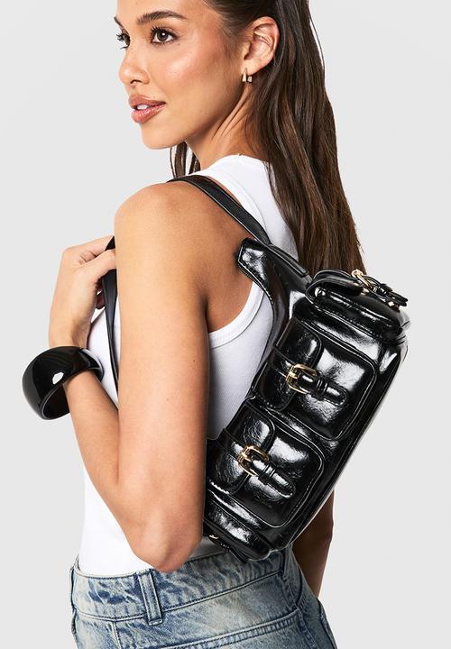 boohoo - Utility Pocket Shoulder Bag- Black