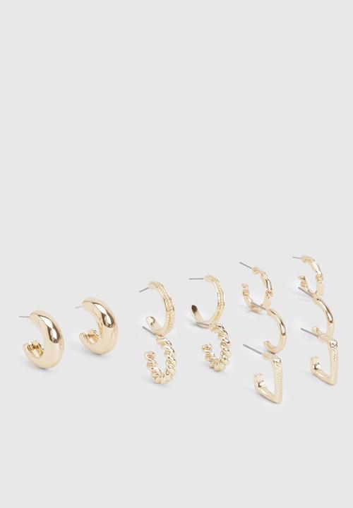 boohoo - Mini Hoop Earrings 6 Pack- Gold