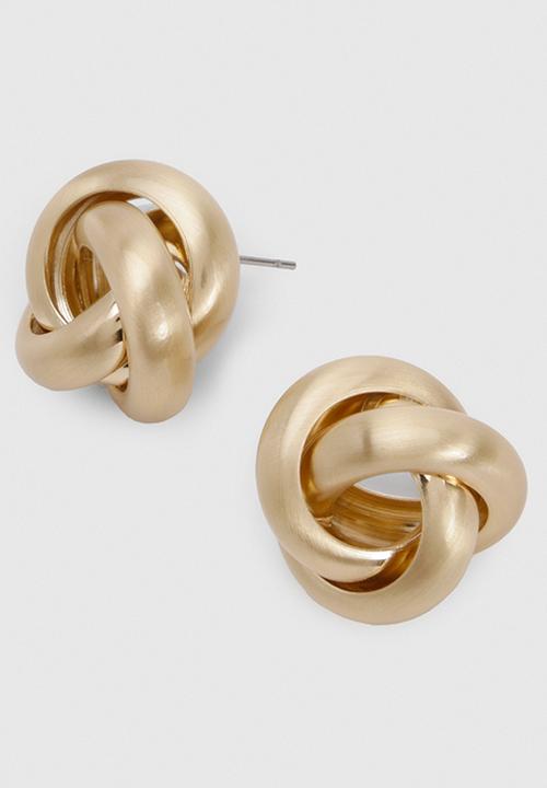 boohoo - Brushed Knot Stud Earrings- Gold