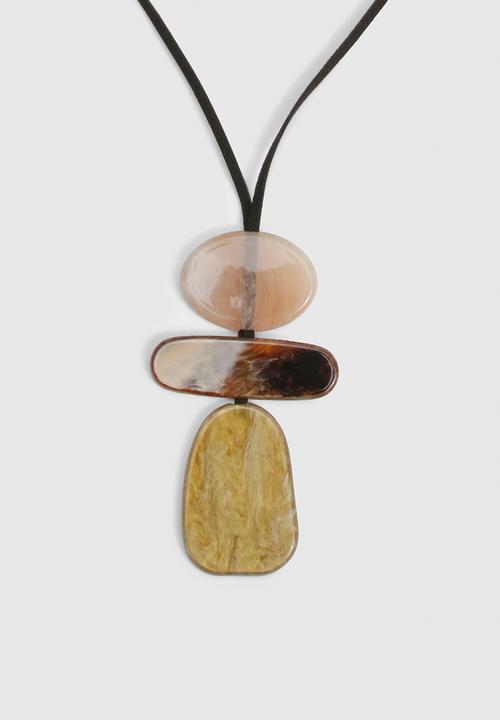 boohoo - Statement Rope Pendant Necklace- Brown