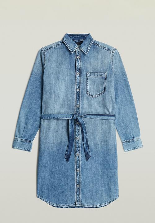 G-STAR - Shirt Dress Belt l\s wmn - Faded blue kyanite