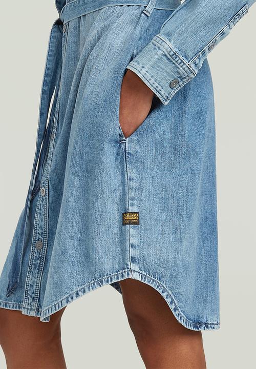 G-STAR - Shirt Dress Belt l\s wmn - Faded blue kyanite