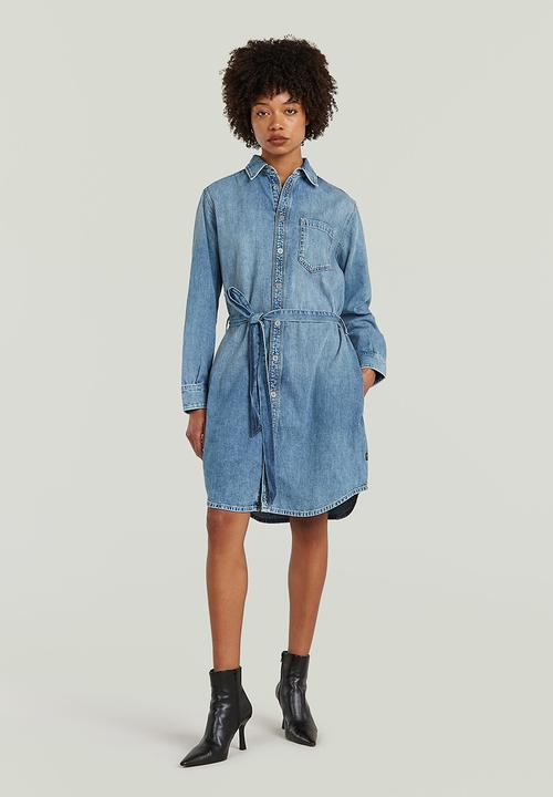 G-STAR - Shirt Dress Belt l\s wmn - Faded blue kyanite