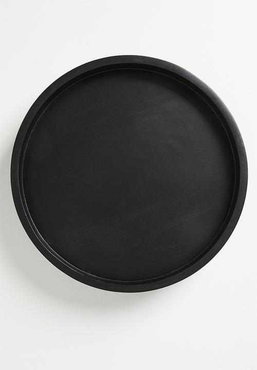 Sixth Floor - Round Wooden Drinks Tray on Stand - Black