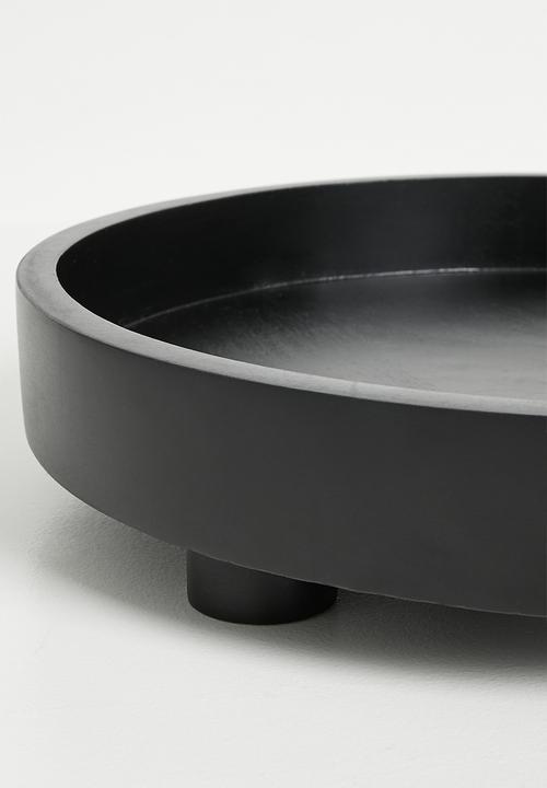 Sixth Floor - Round Wooden Drinks Tray on Stand - Black