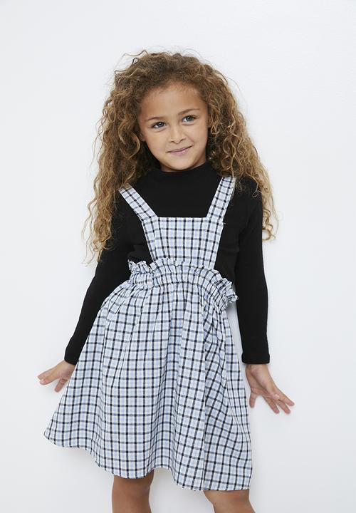 Pop Candy - Apron dress - blue/black windowpane check
