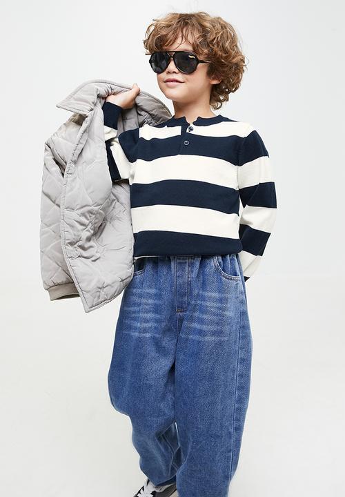 Pop Candy - Stripe jersey with buttons - white/navy