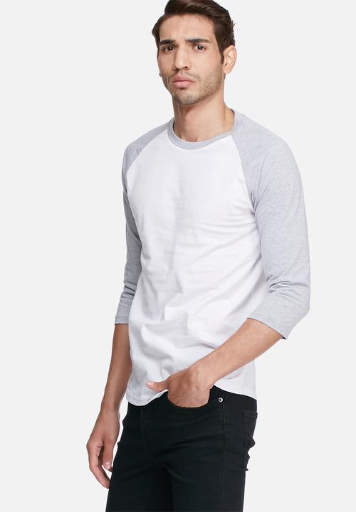 basicthread - 3/4 Raglan sleeve tee - white & grey