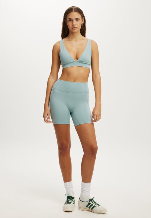 Cotton On - Ultra Soft Deep Plunge Crop - Teal Mist