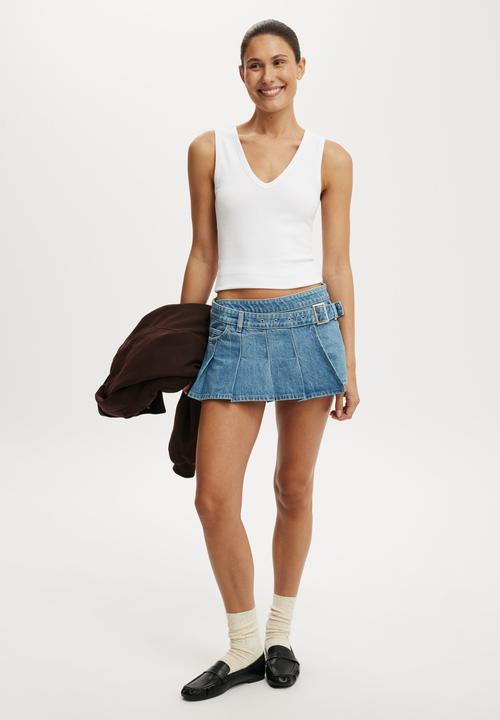 Cotton On - Pleated micro wrap skirt - pisces blue