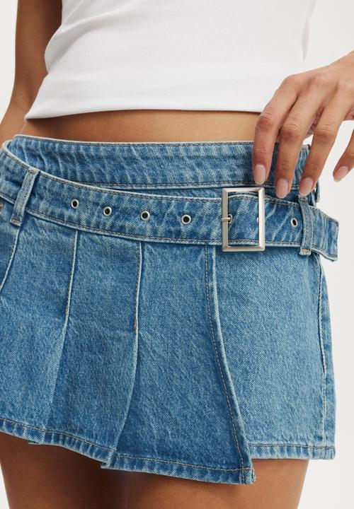 Cotton On - Pleated micro wrap skirt - pisces blue
