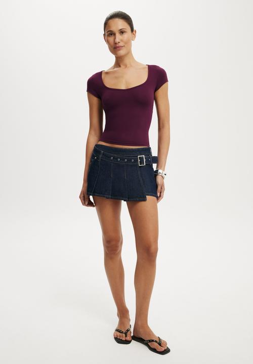Cotton On - Pleated micro wrap skirt - aries blue