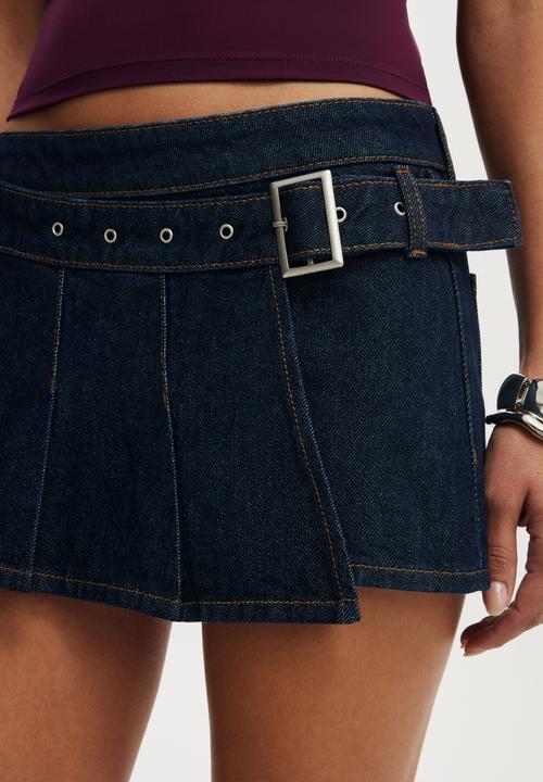 Cotton On - Pleated micro wrap skirt - aries blue