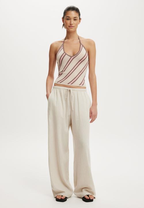 Halter knit with contrast bind - sunset stripe