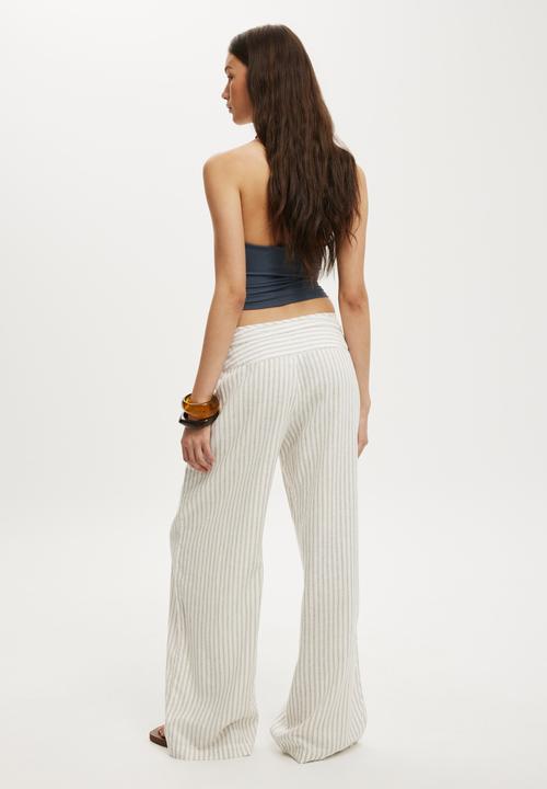 Cotton On - Juno Haven Pant - Rhea Pinstripe Dark Truffle