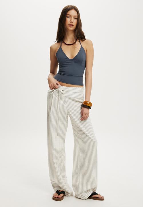 Cotton On - Juno Haven Pant - Rhea Pinstripe Dark Truffle