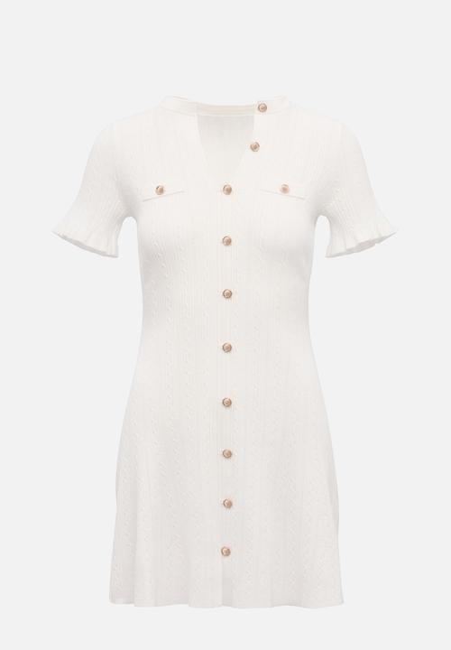 Forever New - Violetta stitch interest mini dress in cream