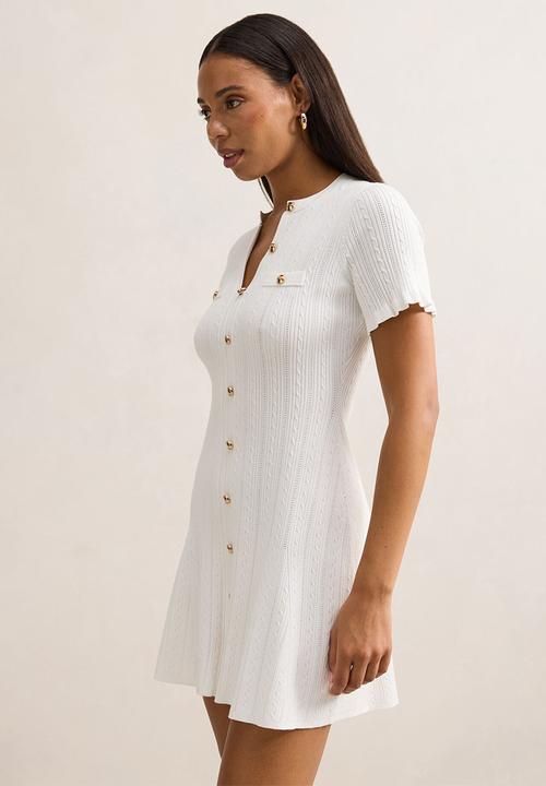 Forever New - Violetta stitch interest mini dress in cream